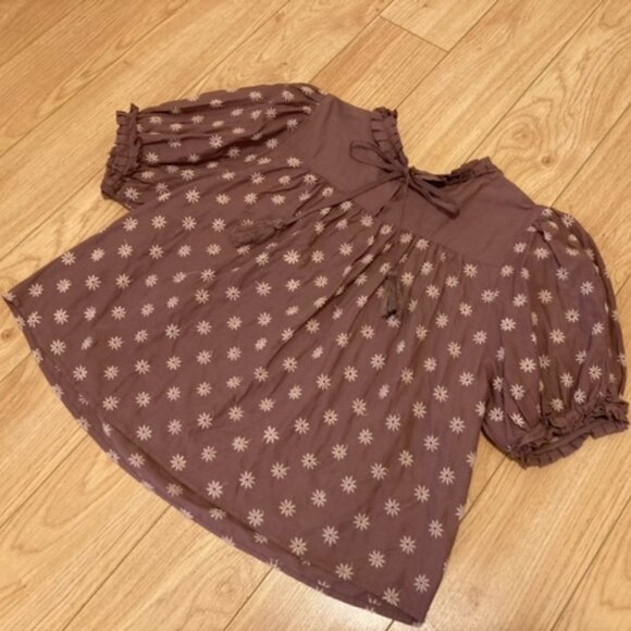 Women's Boho Babydoll Short Sleeve Summer Top - Picture 3 of 8